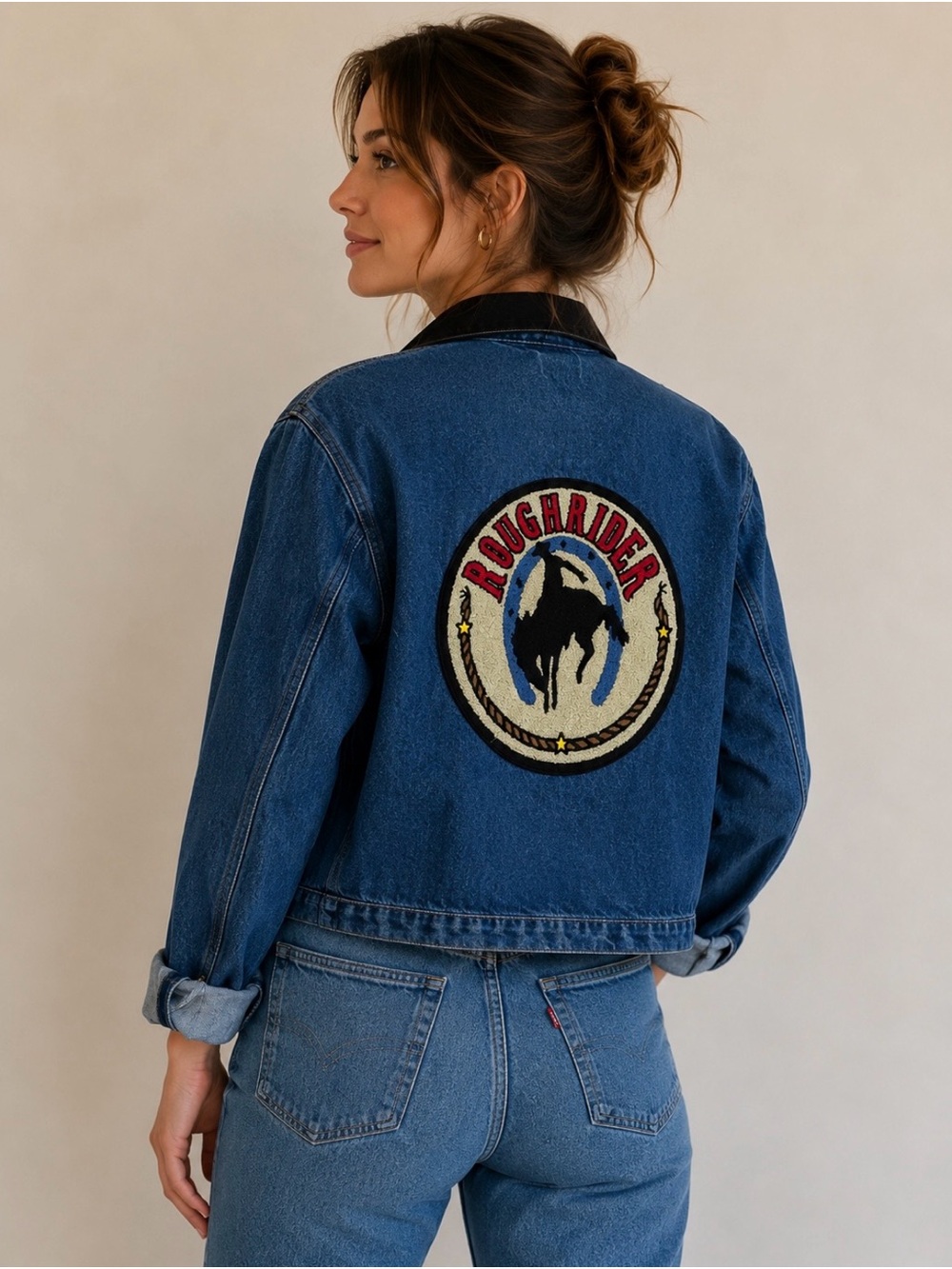 Vintage Roughrider Blue Denim Patch Jacket